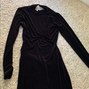 Backless black velour catsuit